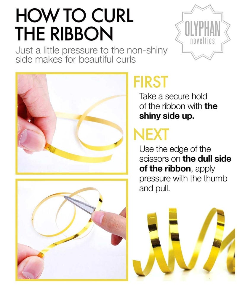 OLYPHAN Christmas Ribbon â€“ Xmas Curling Gift Ribbon Set 3 Rolls Red Green Gold Curling Ribbons Thin for Holiday Gifts Wrapping & Decoration - Image 2